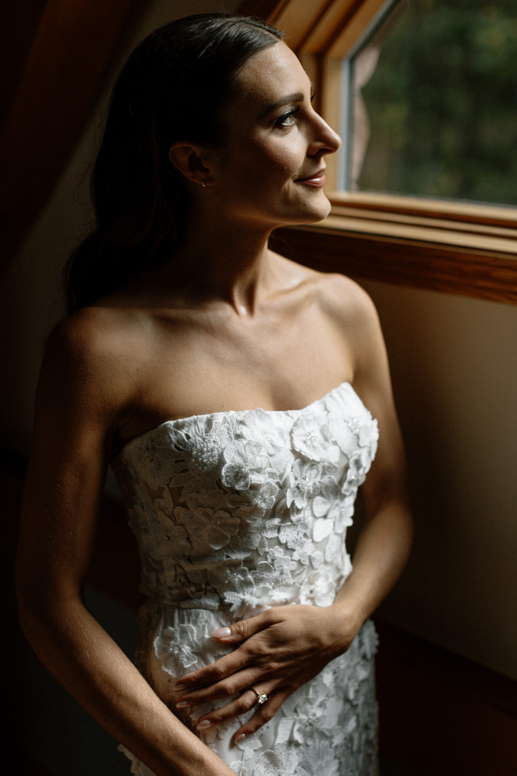 Bride getting ready at her private property wedding in Wisconsin