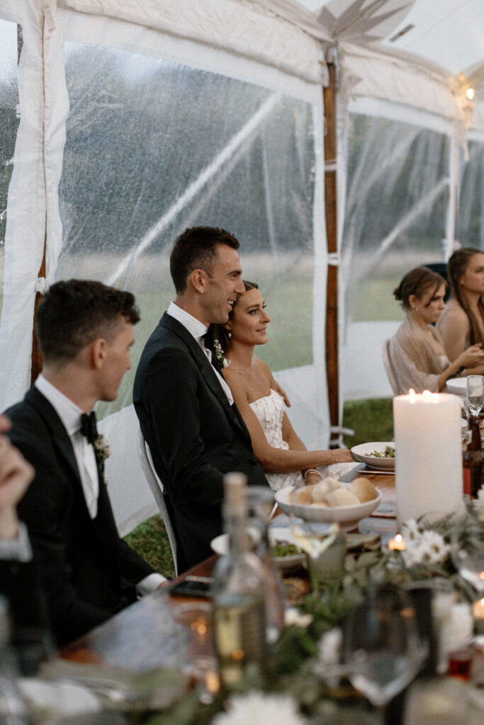 Outdoor tent wedding reception in Door County Wisconsin