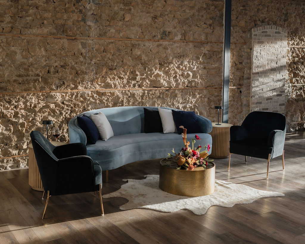 Lounge seating by Velvet Rentals at Ellsworth Block in Madison, WI