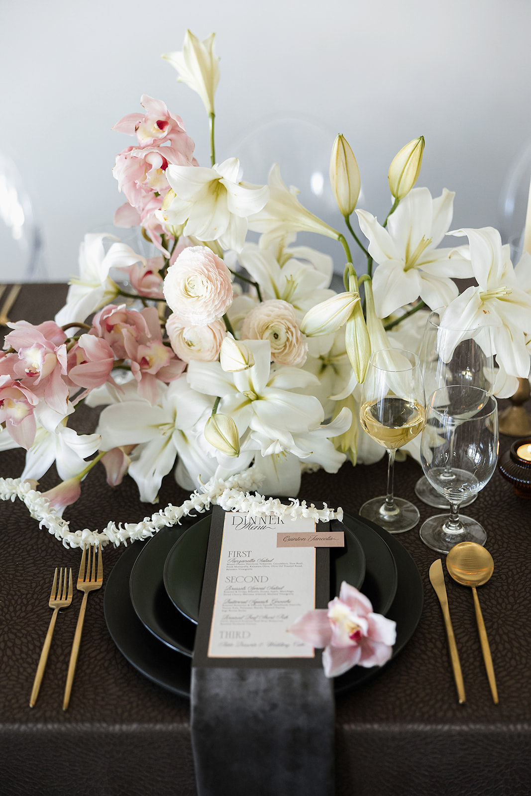 Wedding place setting at Denizen in Milwaukee, WI